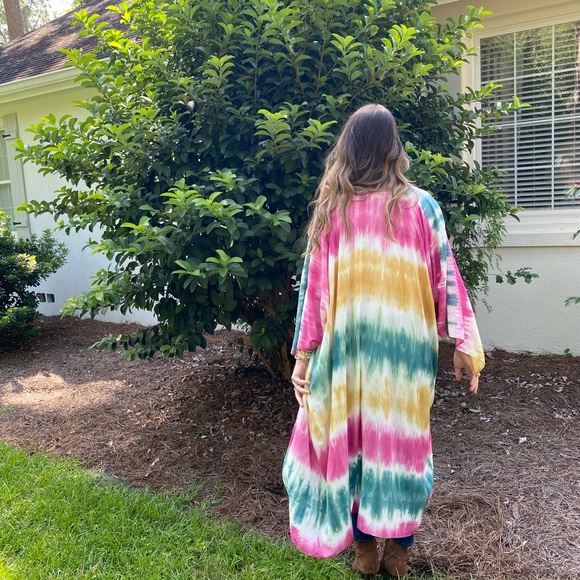 Multi Color Boho Tie Dye Kimono - Picture 3 of 3